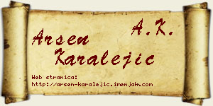 Arsen Karalejić vizit kartica
